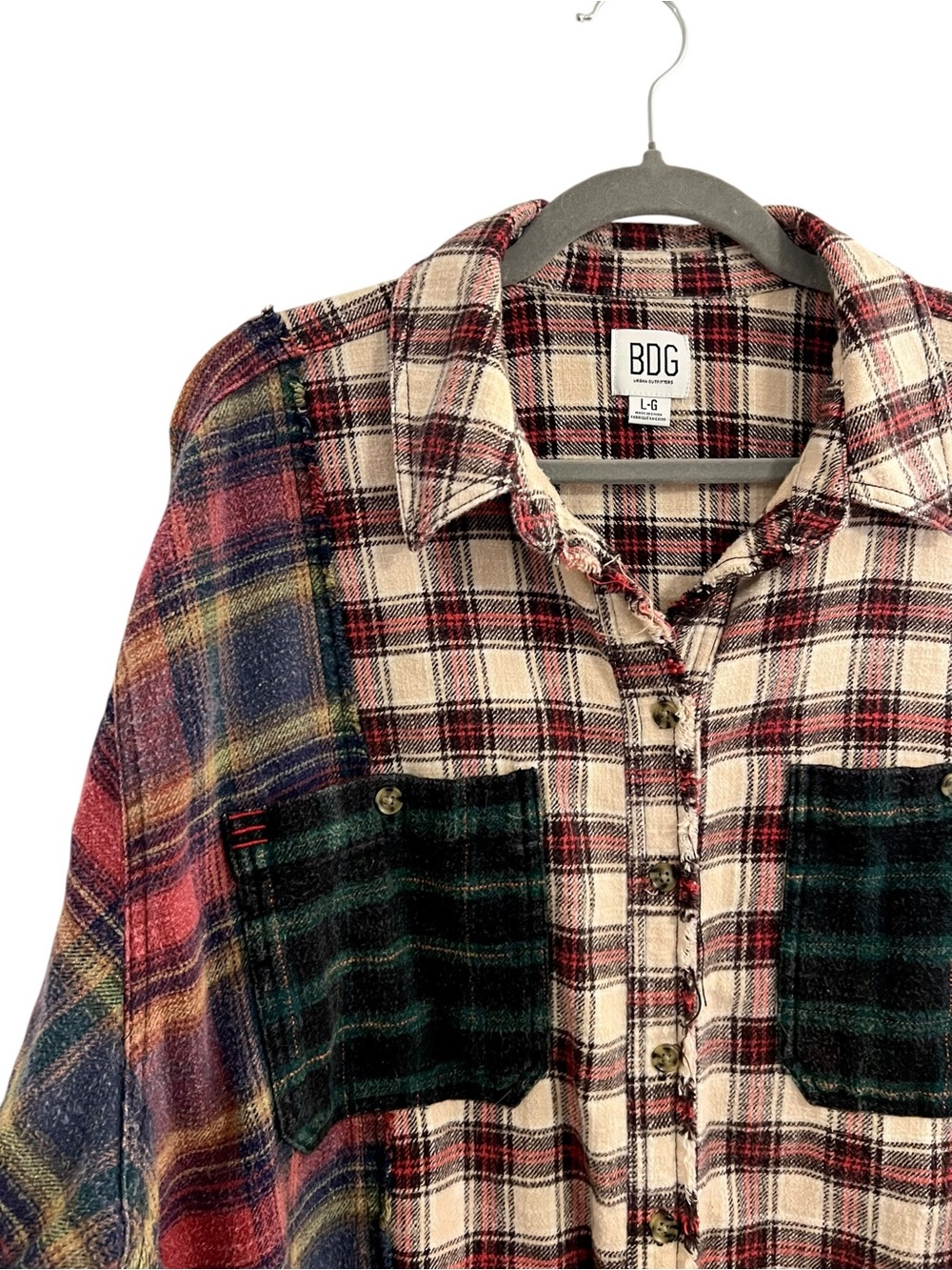 BDG Urban Outfitters Kaden Mixed Plaid Button-Down Shirt - Picture 6 of 13